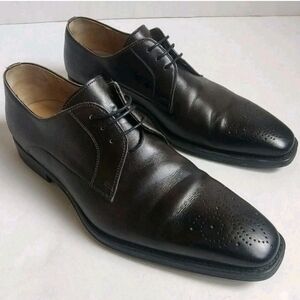 Magnanni Gerardo Oxford Dark Brown Leather Medallion Toe Derby Shoes Men's 8